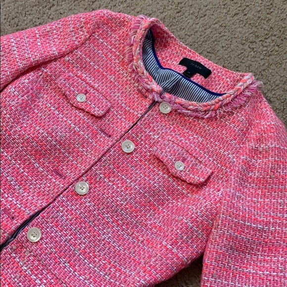 J. Crew Peplum Lady Jacket in Neon Fuchsia Tweed. - Picture 8 of 8